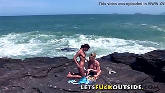 Outdoor Adventure: Babes Get Caught In The Act On A Rocky Terrain