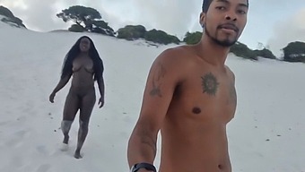 Black Cobra Emerges From Moist Sand And Breeds In Mulatto'S Ass In Fernanda Chocolate And Joao'S Video