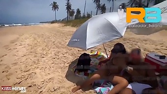 Brazillian Director Baiano'S Wife Joins Him For A Steamy Beach Encounter With Kriss Hotwife