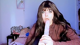 Beautiful Girl Gives A Blowjob And Uses A Huge Dildo
