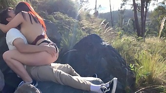 Redhead And Her Step-Sister Have Passionate Outdoor Encounter