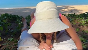 Russian Couple'S Public Sex On The Beach With Horny Blonde