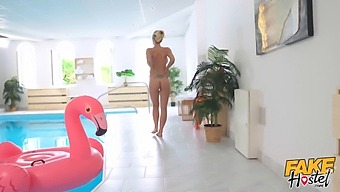 Nathaly Cherie, A Mature Blonde With Large Breasts, Indulges In Anal Sex By The Pool