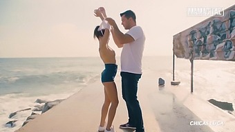 Russian Teen Enjoys Public Romp With Well-Endowed Lover On The Beach