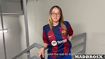 Interracial Couple Gets Spanked And Fucked In The Stadium Corridors By Psg Fans